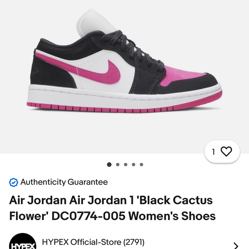 Nike Women's Black Cactus Flower Jordan 1